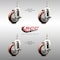 Service Caster 4 Inch 316SS Maroon Polyurethane Swivel 3/8 Inch Threaded Stem Caster Set Brake SS316TS20S414-PPUB-MRN-TLB-381615-4 - alternate 4